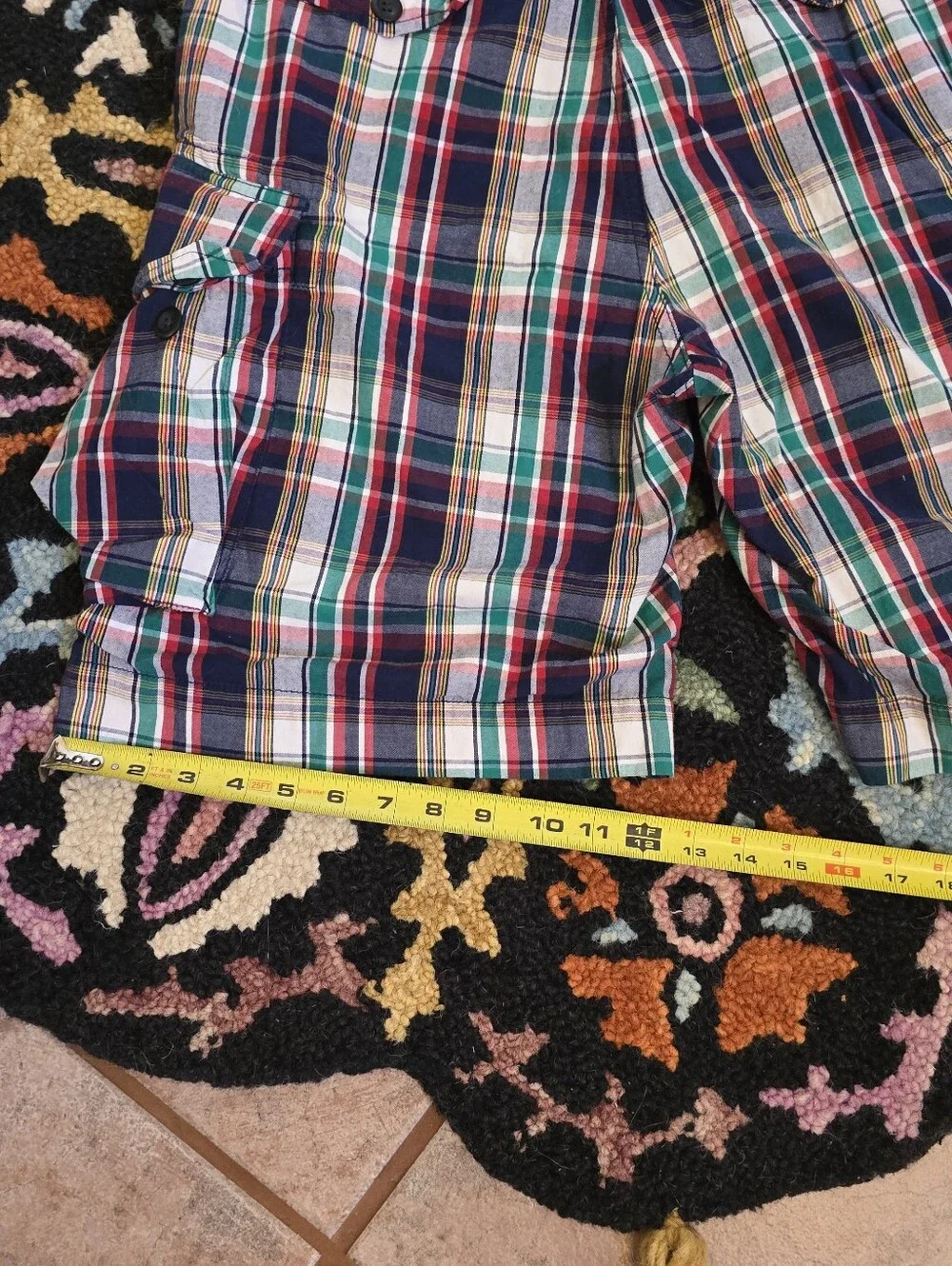 🔥🔥 Y2k Polo Ralph Lauren multi-colored plaid cotton cargo shorts Size 32🔥🔥
